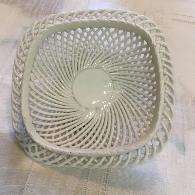 Ceramic Vintage Capodimonte Lattice Box With Flowered Lid For Sale - Image 7 of 8