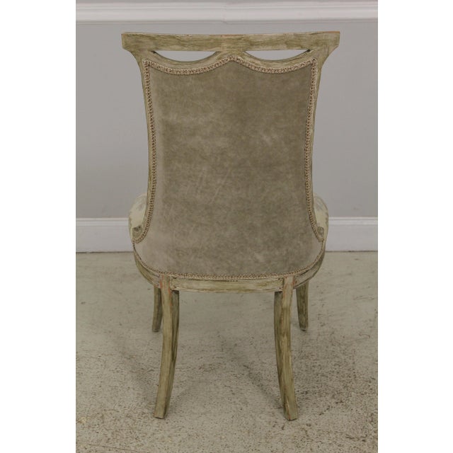 Pair French Regency Paint Decorated Fireside Chairs For Sale - Image 4 of 13