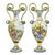 Pair of Italian Maiolica Vases, Coiled Snake Handles, Ca. 1880 For Sale