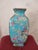 Art Deco Chinese Ceramic Vase Qing Dynasty Qianlong Marked Blue Ground Famille Rose Porcelain Square Vase Hand Painted Flowers and Birds Pattern For Sale - Image 3 of 11