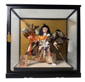 Japanese Hina-Ningyō Warrior in Glass Display, 1978, Set of 2