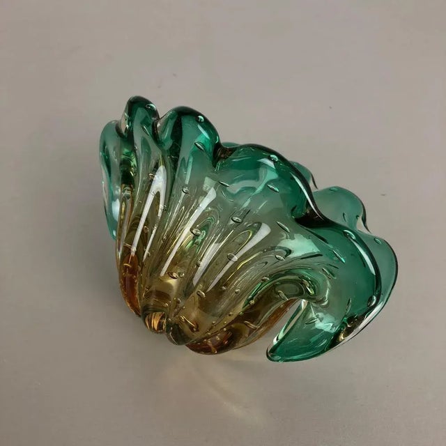 Brown Bubble Murano Glass Shell Bowl Vase from Seguso Bullicante, Italy, 1970s For Sale - Image 8 of 18