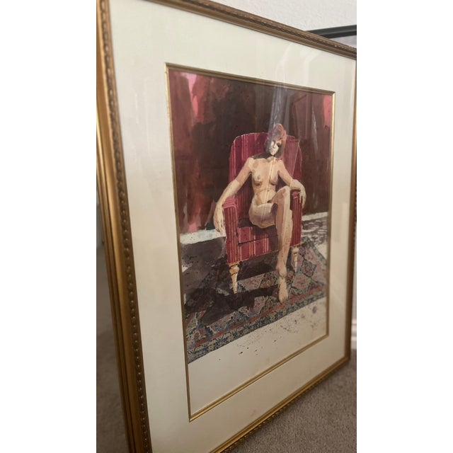 Figurative 1970s Bill H. Armstrong Watercolor Redhead Nude For Sale - Image 3 of 4