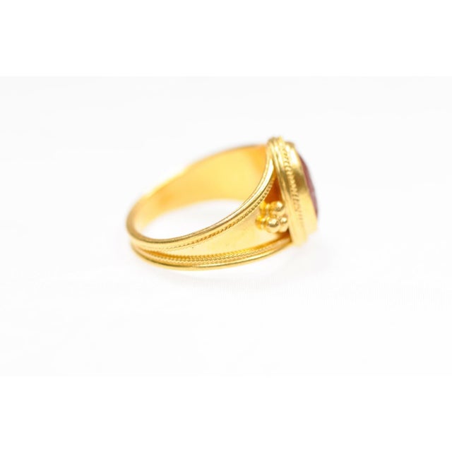 Gold 15th Century & Earlier 21k Gold Ring With Cornelian Intaglio For Sale - Image 8 of 12