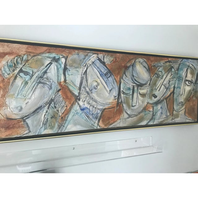 Vintage Mid Century Modern Impasto Original Painting Abstract Faces by Moshe Katz Amazing Vintage Find Wonderful Mid...