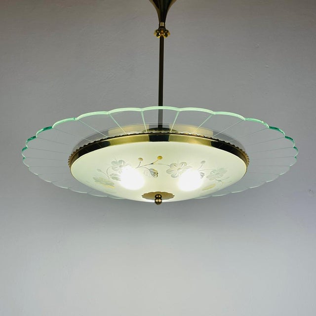 Vintage Disk Chandelier attributed to Pietro Chiesa for Fontana Arte, Italy, 1940s For Sale - Image 12 of 18