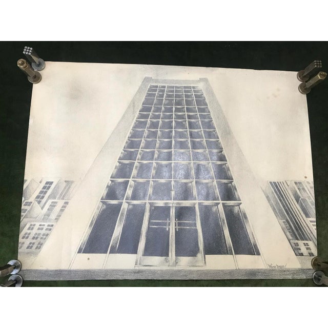 1970s Modern Architectural Pencil Drawing For Sale - Image 11 of 11