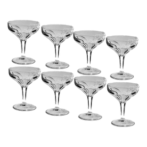 Villeroy & Boch Champagne Tall Sherbet Crystal Glasses Milano Pattern - Set of 8