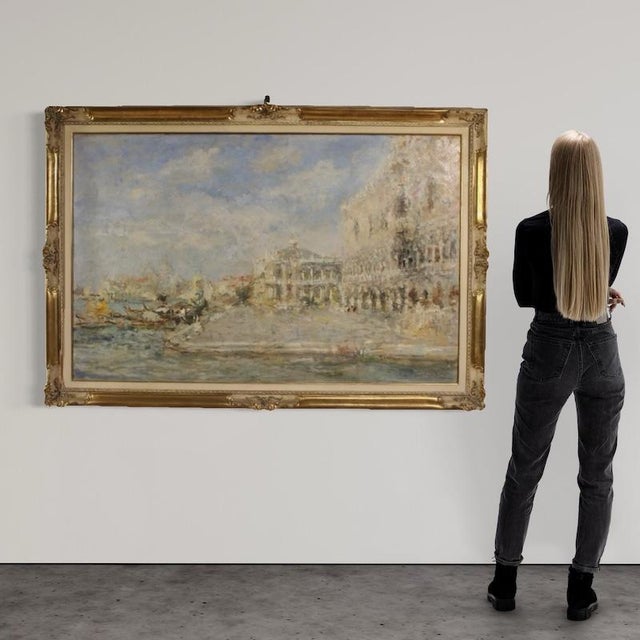 Important Italian painting from the first half of the 20th century. Oil on canvas artwork, signed lower right by the...