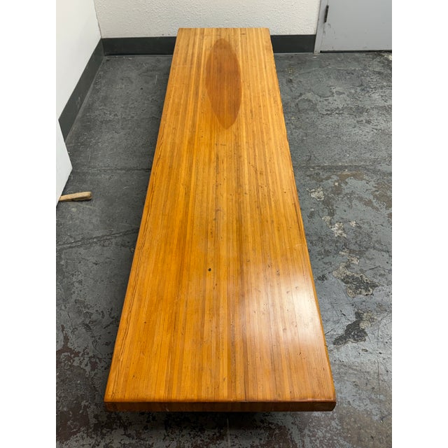 French Low Wood Table + Chrome Supports, Vintage For Sale In San Francisco - Image 6 of 12