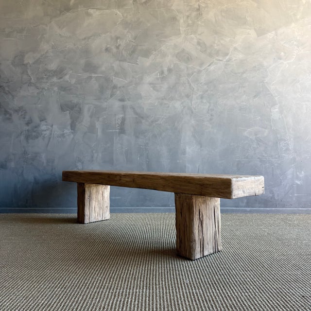 Mid-Century Modern Vintage Wood Plank Bench #0a8 For Sale - Image 3 of 8