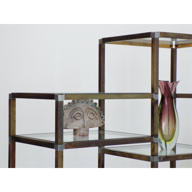 Modular Brass Etagere with Glass Shelves, Italy, 1970 For Sale - Image 4 of 9