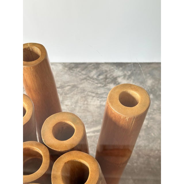 Vintage Bundled Bamboo Glass-Top Dining Table, Attributed to Budji Layug For Sale - Image 10 of 17