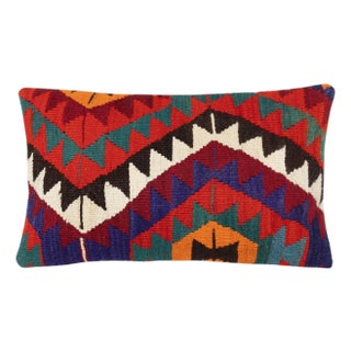 14"x24" Handwoven Kilim Cushion Cover. Vintage Lumbar Pillow Cover. Throw Pillow For Sale