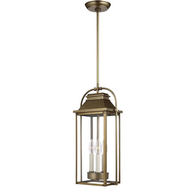 Sean Lavin by Visual Comfort Studio Wellsworth Pendant, Painted Distressed Brass For Sale