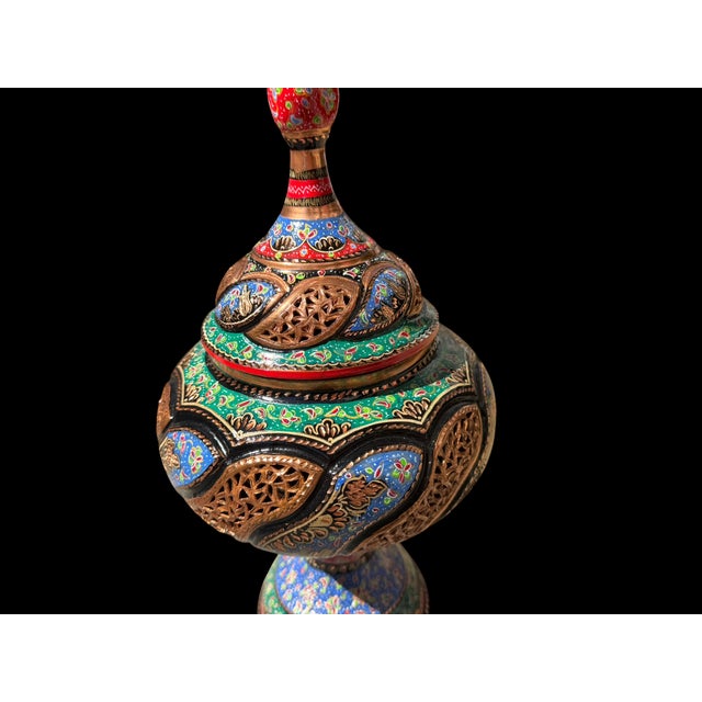 1990s Vintage Hand Painted Pierced Copper Urn For Sale - Image 5 of 10
