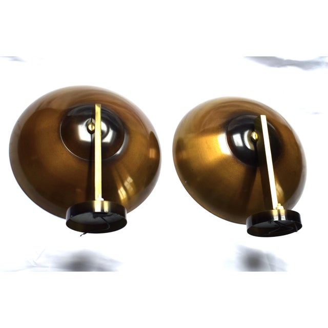 Metal Vintage Art Deco Bauhaus Wall Lamps in Brass, 1930s, Set of 2 For Sale - Image 7 of 10