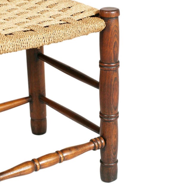 Wood Set of Hemp Rope and Oak Chairs attributed to Charles Dudouyt, 1940s For Sale - Image 7 of 9