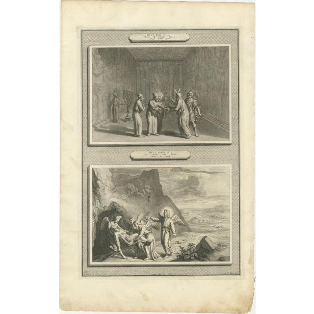 Baroque Pieter Mortier, Moses Charges Joshua and the Death of Moses, 1700, Engraving For Sale - Image 3 of 12
