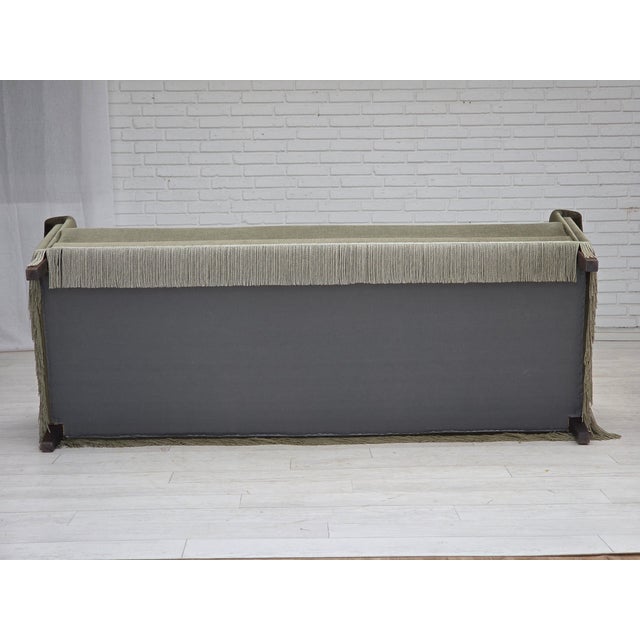 Vintage Danish Three-Seater Sofa in Green Furniture Velour and Beech Wood, 1970s For Sale - Image 17 of 18