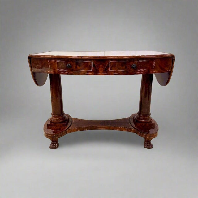 Early 19th Century Early 19th Century Biedermeier Period Oval Library Table desk Germany For Sale - Image 5 of 18
