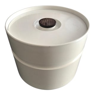 Vintage Mid-Century White Ice Bucket For Sale