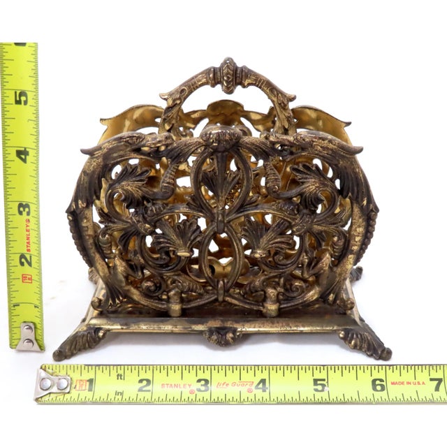 Antique Bronze Gilt Cast Iron Letter Rack With Dolphins For Sale - Image 11 of 13
