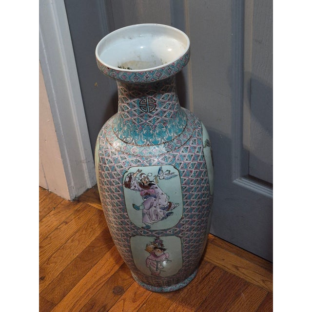Vintage Asian Chinese Famille Rose Figural the Eight Immortals Longevity Canton Vase 24.75''Tall For Sale - Image 13 of 15