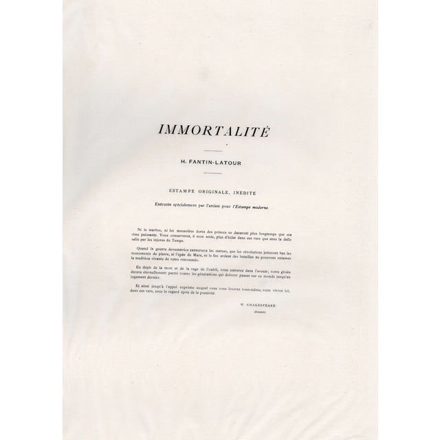 Late 19th Century Henri Fantin-Latour, l'Immortalité, 1898, Lithograph & Paper For Sale - Image 5 of 7