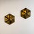 A rare pair of hexagonal brass and glass wall sconces, manufactured in the 1970s after Josef Hoffmann's iconic 1901 design...