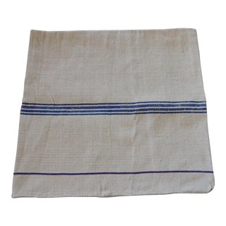 Antique French Grain Sack with Blue and Red Stripes For Sale