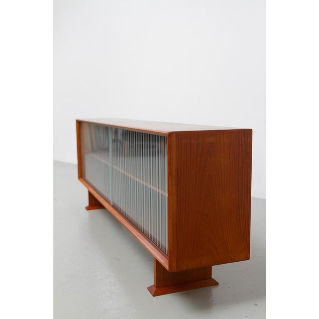Brown Danish Modern Low Teak Sideboard with Etched Glass Doors from Skovby, 1960s For Sale - Image 8 of 18