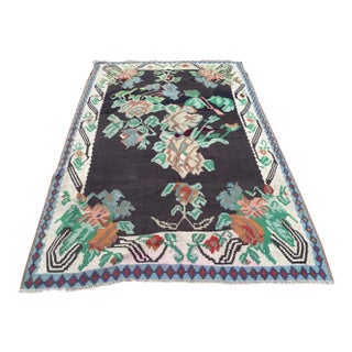 Vintage Armenian Floral Design Kilim Rug For Sale