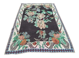 Vintage Armenian Floral Design Kilim Rug
