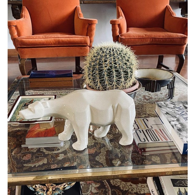 Art Deco Cubist Craquelé Polar Bear from L&V Ceram, France, 1970s For Sale - Image 16 of 18