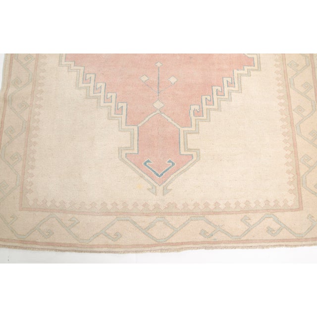 Pink Mid 20th Century Distressed Turkish Rug in Soft Pink For Sale - Image 8 of 10