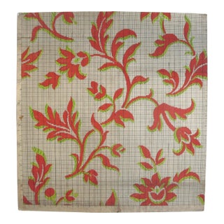 Antique Textile Design on Paper For Sale