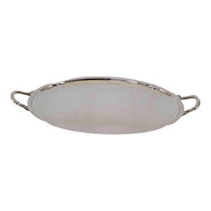 A 1970’s Vintage/New Silver Shaped Oval Tray With Handles, Plain by Frank Cobb in Sheffield-England