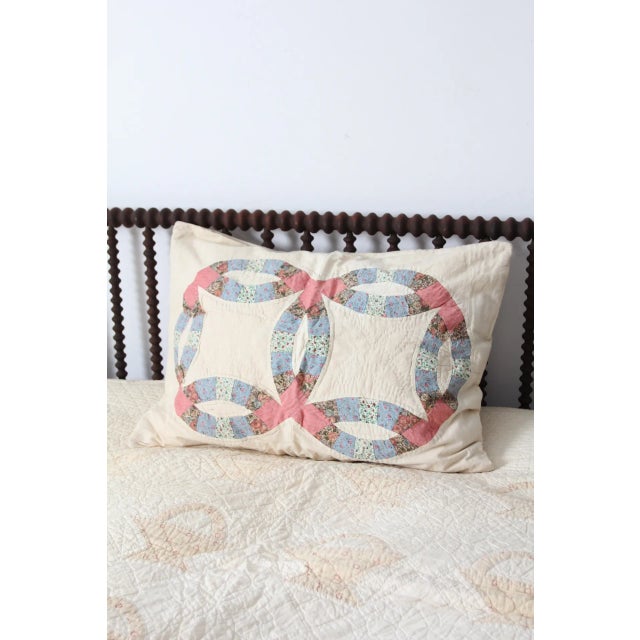 Cream Vintage Quilt Pillow Sham Case For Sale - Image 8 of 10