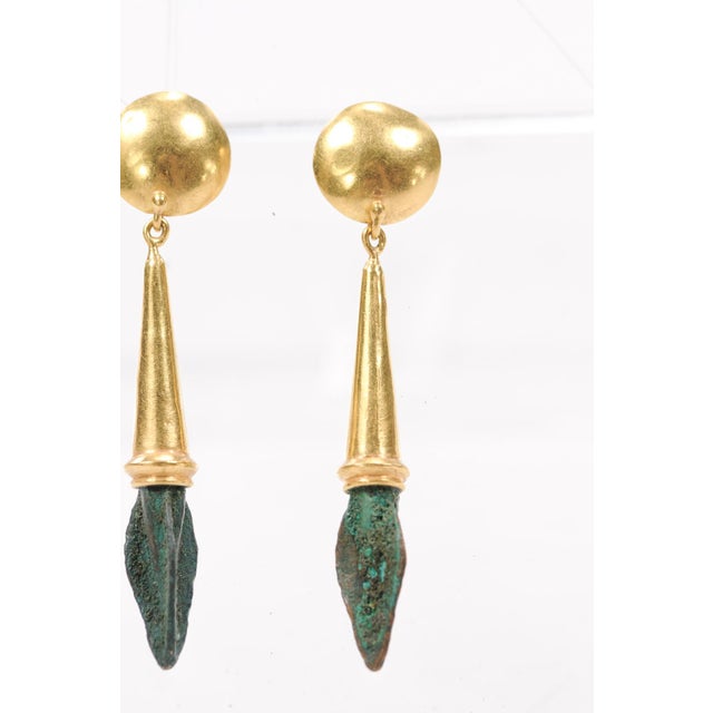 Mediterranean Ancient Roman Arrowhead Earrings W/ 21k For Sale - Image 3 of 11