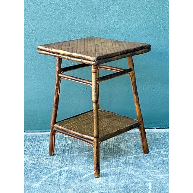 Vintage Split Reed Side Table For Sale - Image 4 of 12