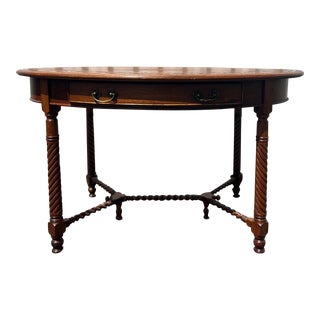 1885 Monogram Carved Wood Center Table For Sale