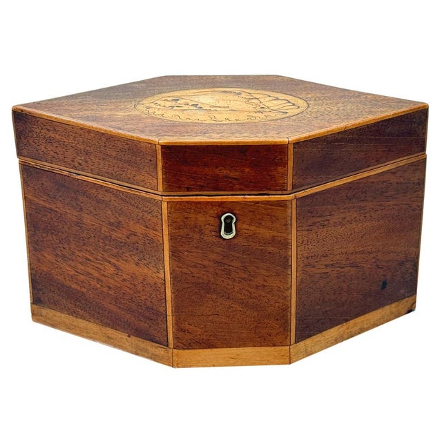 Wood Georgian Hexagonal Shaped Mahogany Tea Caddy, 1790 For Sale - Image 7 of 11