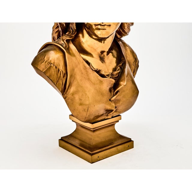 F. Barbedienne Foundry French 19th Century Bronze Sculpture/ Bust of a Woman, Signed F, Barbedienne For Sale - Image 4 of 10