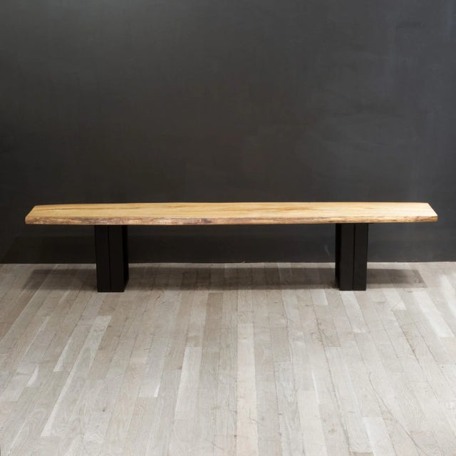 Brown Large Custom Live Edge Hickory Bench For Sale - Image 8 of 8