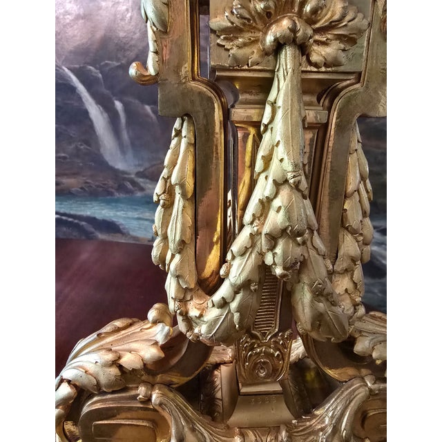 Antique Louis Xv Royal Bronze Pair Gilded Lamps Candleabra - a Pair For Sale - Image 16 of 17