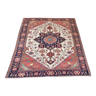 Rare Antique Malayer Rug | Ivory Field | 4'6" X 6'6" For Sale