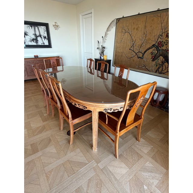 Asian Style Exquisite Vintage Asian Hardwood Dining Set For Sale - Image 4 of 13