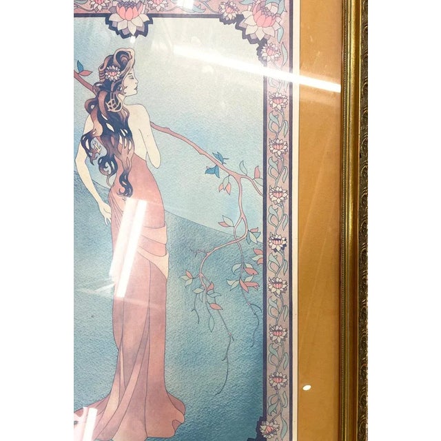 Art Nouveau Style Print Elegant Woman in the Forest For Sale - Image 12 of 12