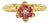 Ruby Tulip Flower Ring 14k Yellow Gold, Size 4.75 For Sale